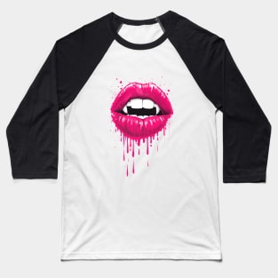 Vampire lips on white Baseball T-Shirt